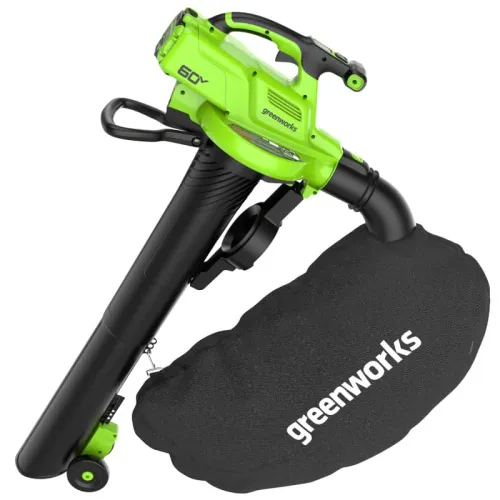 Воздуходувка-пылесос 368 км/ч аккумуляторная Greenworks 60V GD60BVII 2409307, бесщеточная, без АКБ и ЗУ
