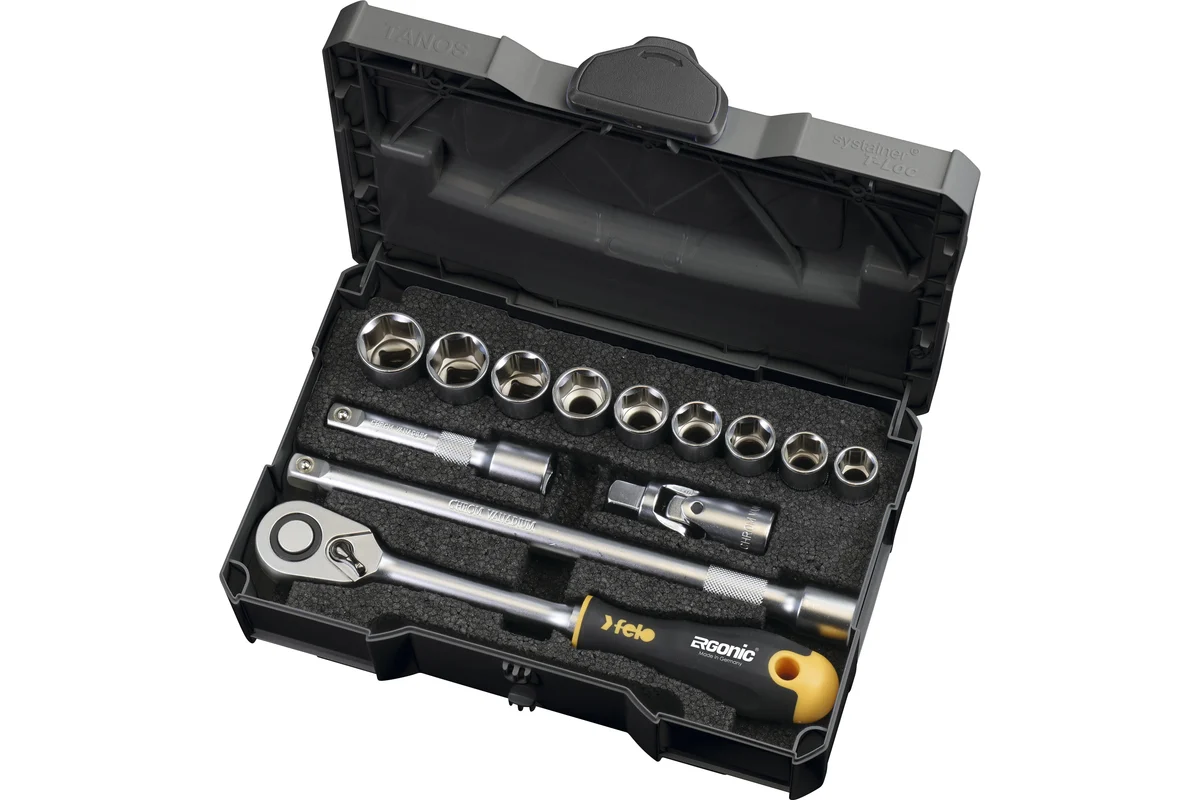 Набор метрических головок Felo с удлиненной трещоткой Ergonic в кейсе, 13 шт. 05681318 — детальное фото