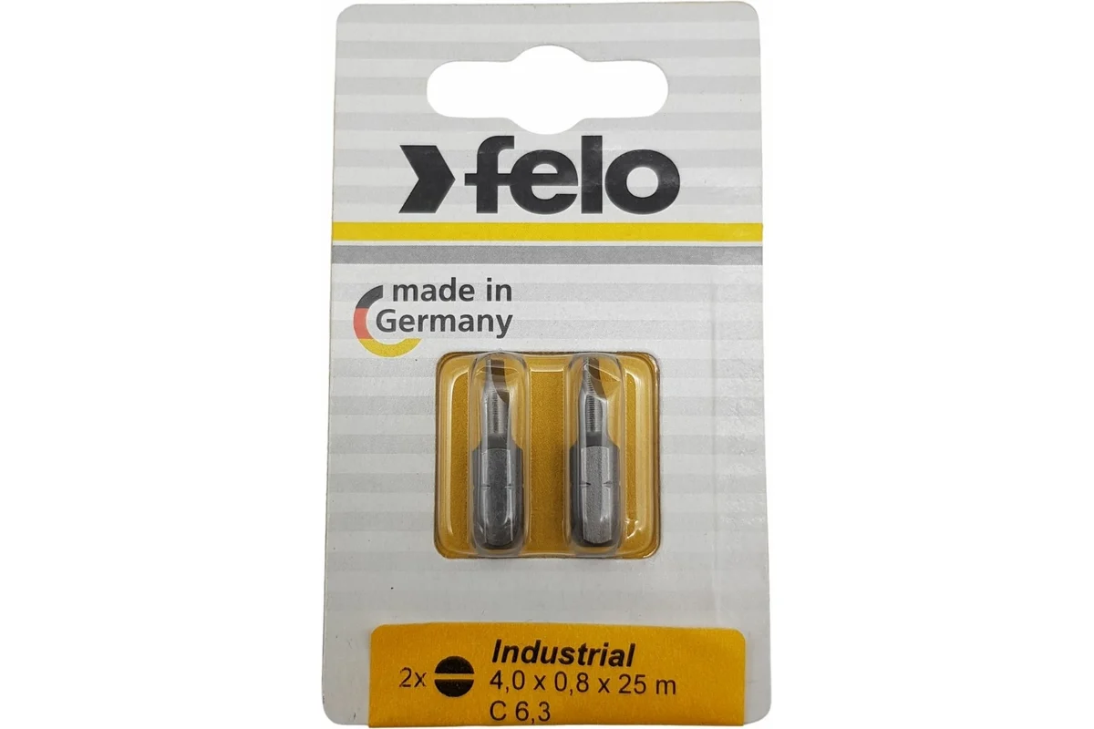 Бита плоская шлицевая 4.0x0.8x25 мм, серия Industrial, 2 шт в блистере Felo 02041036 — детальное фото