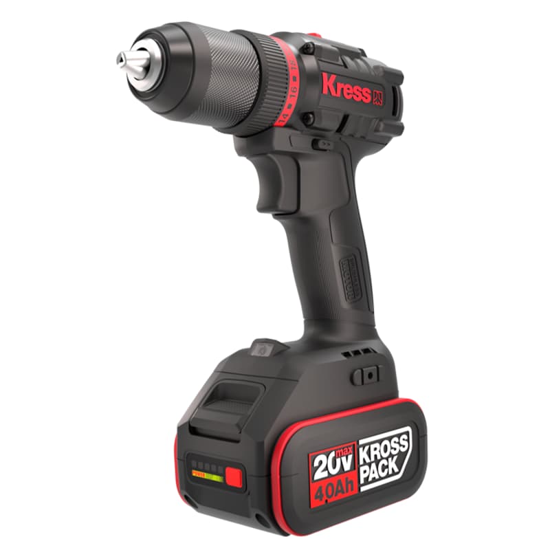 Дрель-шуруповерт KRESS KUA71 20V аккумуляторная бесщеточная, с двумя АКБ на 4 А*ч и ЗУ