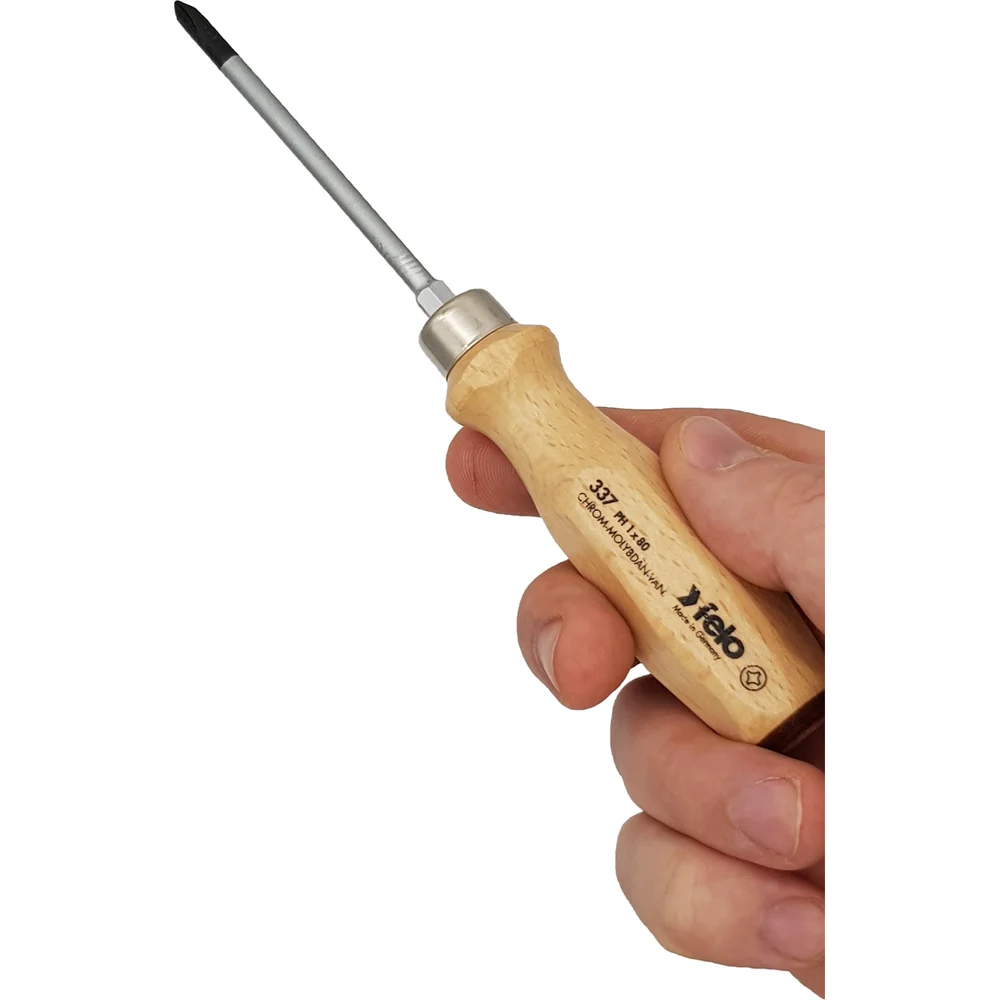 Отвертка Felo с деревянной рукояткой, ударная, PH 1Х80 33710290 — детальное фото